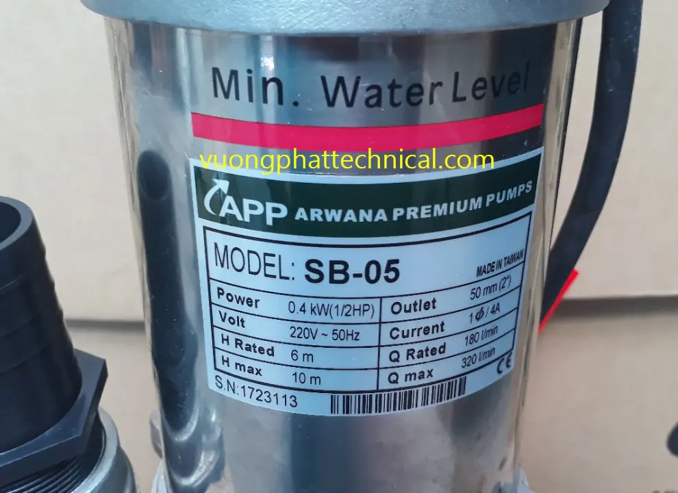 Bơm chìm nước thải APP SB-05 1/2HP