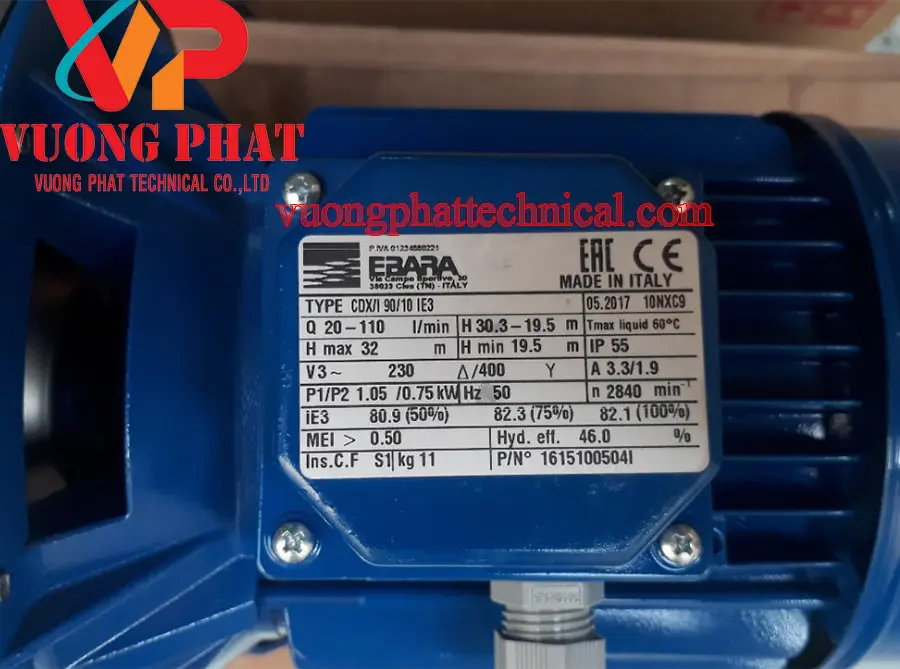 Bơm ly tâm trục ngang Ebara CDX 90/10