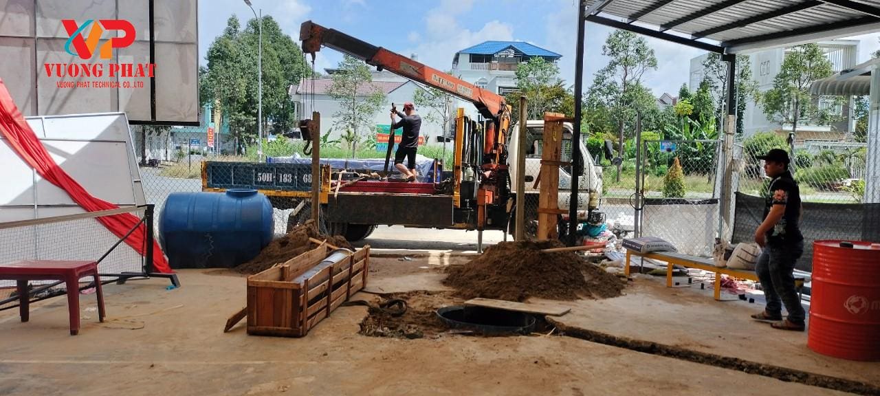 Cầu nâng ô tô 1 trụ âm nền